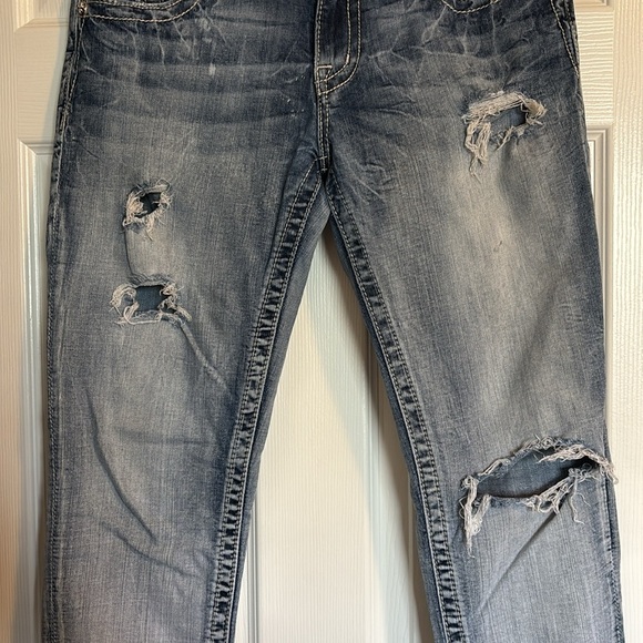 Miss Me women’s blue distressed embellished ankle skinny jeans size 30 - Picture 2 of 12